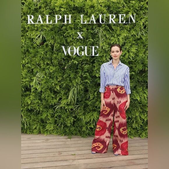 Ralph Lauren Collection Idonia Sleeveless Crisscross Voile Blouse in Multi Ikat - Picture 9 of 17